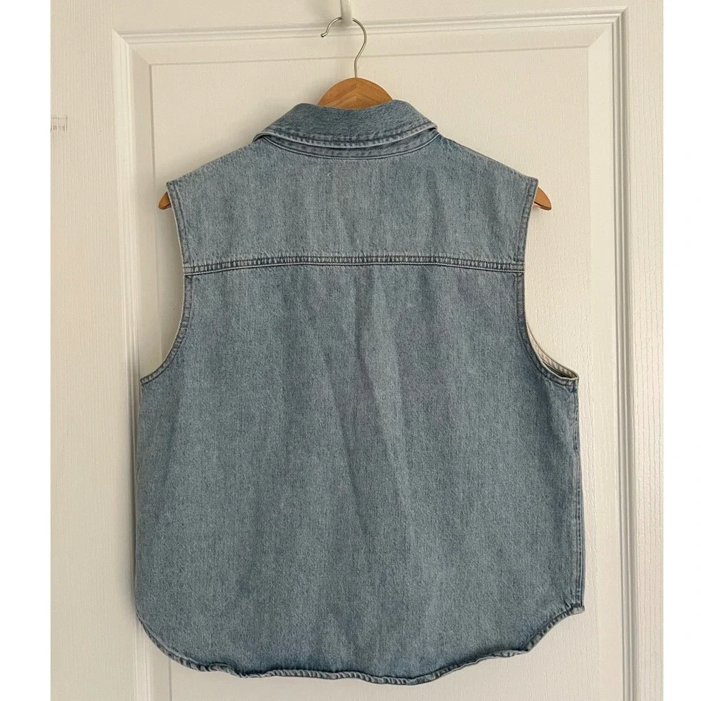 Agolde 100% Organic Cotton Womens Denim Vest Y2K Indie Sleaze Western Size M - Picture 4 of 14